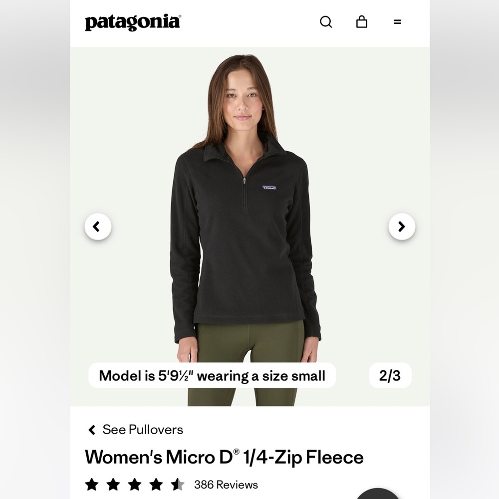 Women's Patagonia Black Fleece quarter zip Pullover